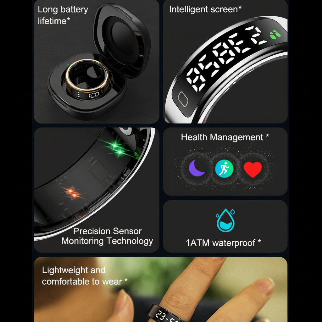 LOFU R11DD Smart Ring - Advanced Health Tracker with Gesture Control - Rose Gold