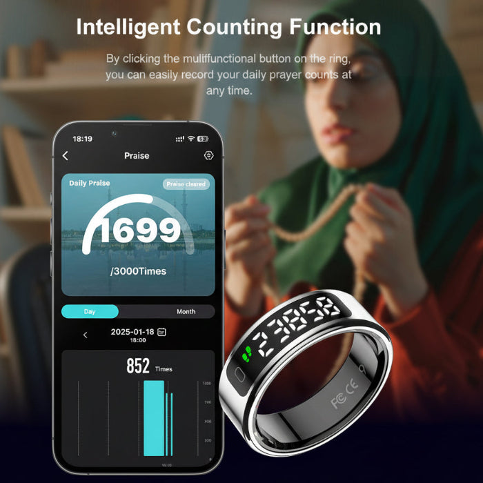 LOFU R11DD Smart Ring - Advanced Health Tracker with Gesture Control - Rose Gold