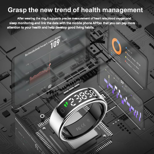LOFU R11DD Smart Ring - Advanced Health Tracker with Gesture Control - Silver