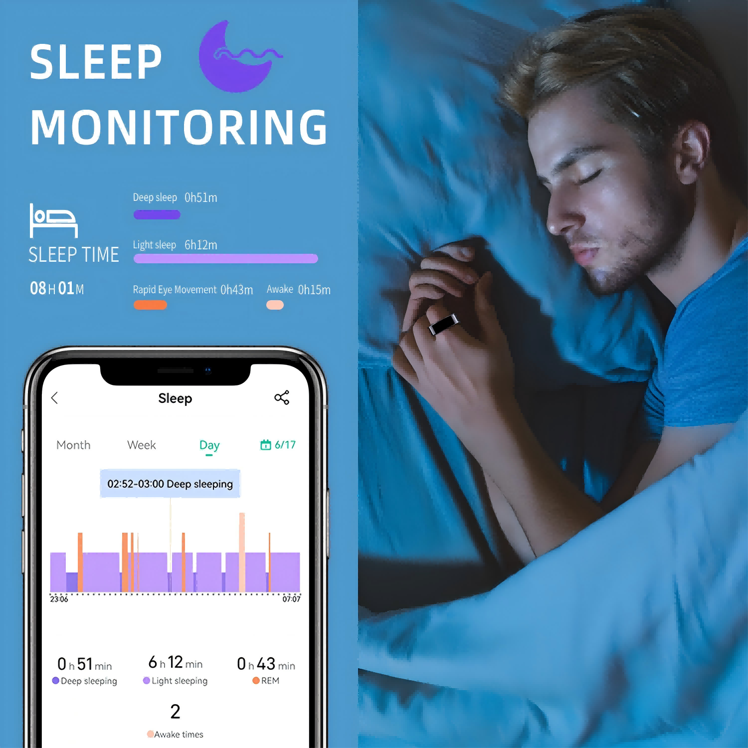 LOFU R11M Smart Ring - Bluetooth 5.0 Health Tracker Ring - Black