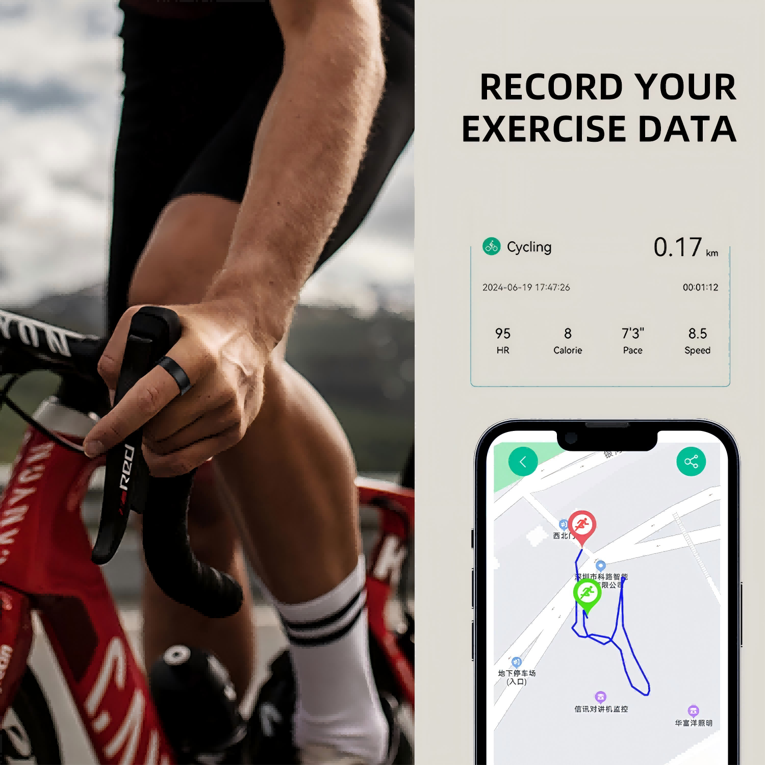 LOFU R11M Smart Ring - Bluetooth 5.0 Health Tracker Ring - Black