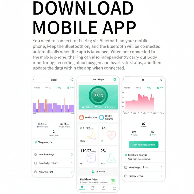 LOFU R11M Smart Ring - Bluetooth 5.0 Health Tracker Ring - Silver