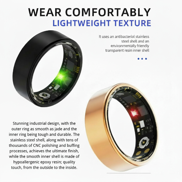 LOFU R11M Smart Ring - Bluetooth 5.0 Health Tracker Ring - Silver